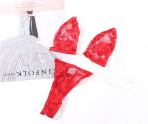 Conjunto de lingerie sexy feminino conjunto de sutiã exótico capa mínima biquíni laço cinta com tanga três pontos babydolls sexy sutiã de renda3008010