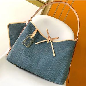 Denim Tote Bag Carryall Mm Shoulder Bag Medium Handbag Top Quality Canvas Leather Fashion Designer Shopping Bag Mini Moon Purse Hills 10A Clutch Wallet