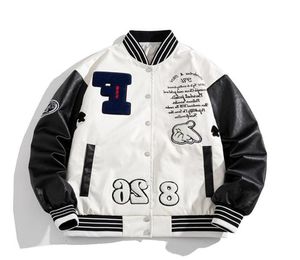 Men039s Jackets Varsity Jacket Men Women Patchwork Streetwear Baseball Hip Hop Letter Pu Leather Couple Clothes Korean High Str3601594