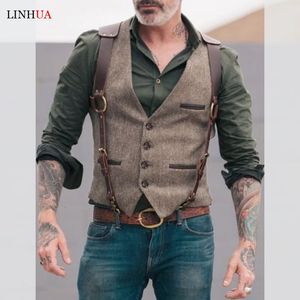 Sleeveless Men Vest Retro Waistcoat Men's Coats Man Coat Male Clothes Jackets Clothing Tactical Padded Mens Vests Golf 240119