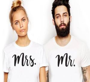 Ebaihui 2020 Fshion Mr Mrs Husband and Wife Tshirts Matching Wedding Gift Top Tee Summer Unisex white Cotton Couple Tshirt 200413957288