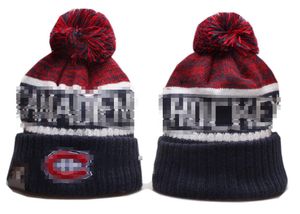 Canadiens Beanie Montreal Knitted Hats drużyny sportowe Baseball Football Basketball Caps Caps Women Men Pom moda zimowa czapki sportowe dzianinowe czapki a0