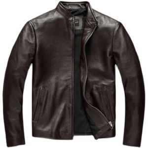 Giacca in vera pelle marrone casual da uomo Cappotto in vera pelle di mucca Primavera Autunno Jaqueta Masculina Couro 240119