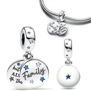 Sier Family Love Double Dangle Charm Fit Oryginalne koraliki bransoletki dla kobiet Prezent biżuterii