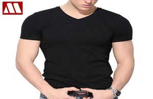 2020 Новый стиль, мужская летняя футболка с коротким рукавом, облегающие хлопковые футболки с V-образным воротником для мужчин, большие размеры до 4XL 5XL men039s для фитнеса T1893598