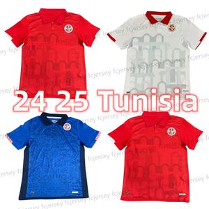 24 25 Tunisia National Team Mens Soccer Jersey Msakni Hannibal Maaloul Sliti Khenissi Home Red Away Third Football Shirts Maillot de Foot Kits Camiseta Futbol