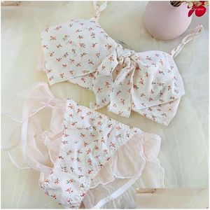 Set di reggiseni giapponese carino kawaii lingerie reggiseno perizoma set intimo slip per le donne ragazza studentessa lolita pizzo trasparente e slip Dro Dhyzk