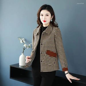 Women's Jackets Elegant Women Long Sleeve Plaid Fashion Single Breasted Temperament All Match Office Lady Outerwear Spring Autumn