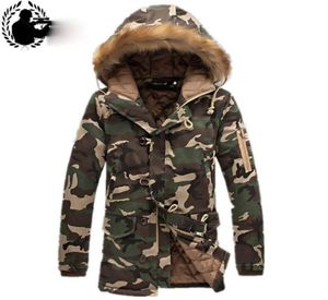 Vintermen kamouflage långjacka päls huva ner 2021 outwear tjock militär stil parkor manliga stora rockar armé grön camo 3xl men1936020