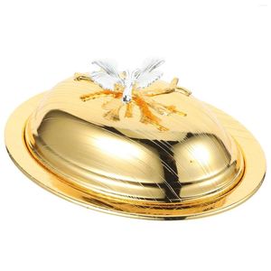 Dinnerware Sets Trays Butter Dish Exquisite Holder Keeper European Style Kitchen With Lid Iron Plate Dessert Platter