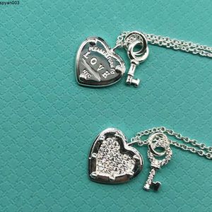 Silver Love Brand Key Necklace White Gold Chain Love Lock