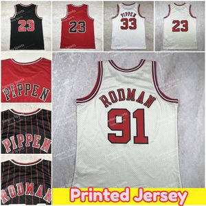 Stampa maglie da basket retrò classiche 23 Michael 45 Red 91 Dennis Rodman 33 Scottie Pippen Uomo Versione stampata maglia pressata a caldo Non cucita 1996-97