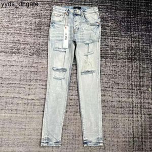 Lila jeans designer man skinny rippade cyklist smala raka mager byxor designer stack mode mens trend varumärke vintage byxa oss av3i