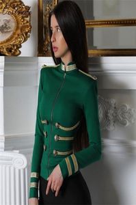 Ocstrade kadın ceketler bahar sonbahar ceket parti yüksek kaliteli yeşil artı boyutu zarif uzun kollu bandaj ceketi vücutcon 2011123605220