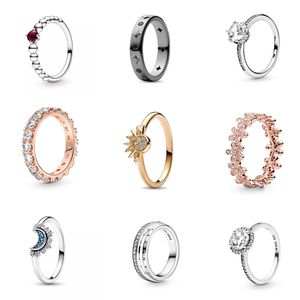 Designer 925 Silver Ring Interstellar Ring Par Simple and Luxury Design Sweet Gold Crown Ring Water Diamond Gemstone Ring med Certificate Box gratis frakt
