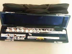Япония YFL-371SL Посеребренная флейта 16 отверстий Закрытый ключ C Мельхиор Золотой мундштук Музыкальный инструмент с электронным ключом Флейта