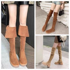 Fashion winter ankle boots women ankles knit bootie Tall Boot Black Leather Over-knee Boot Party Knight Boots Knee length boots for women's flat bottomed boots