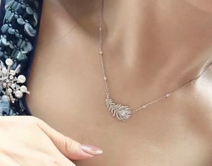 Halsband örhängen designer smycken lyx liten fjäderserie silver rosguld diamant halsband örhängen för kvinnor kinesisk toppkvalitet 1: 1Crafts Valentines gåvor