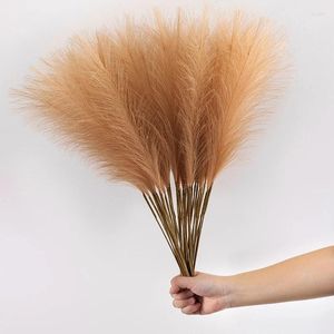 Flores decorativas falso pampas grama 55cm simulado reed artificial pomposo vaso flor de enchimento para casa sala estar casamento deco