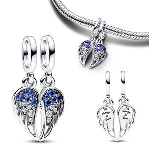 Sparkling Splitable Angel Wings Dangle Charm Bead Fit Original Bracelet Pendant Beads For Women Fine Jewelry Gift