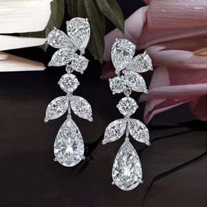 2024 Wisteria Flower Dangle Earrings Luxury Jewelry 925 Sterling Silver Water Drop 3A Cubic Zircon CZ Diamond Gemstones Party Women Drop Earring Gift