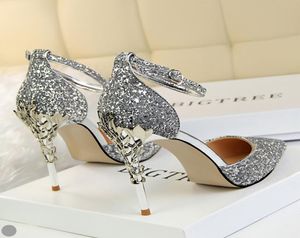 Блестящая женская дизайнерская обувь. Удобные свадебные туфли. Сандалии на высоком каблуке для свадьбы, вечеринки, выпускного вечера.9060549