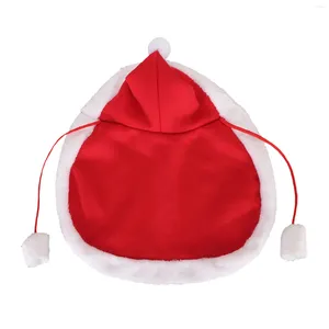 Cão vestuário bola de cabelo animal de estimação capa de natal flanela pelúcia vermelho branco bonito olho captura poncho para festa de férias