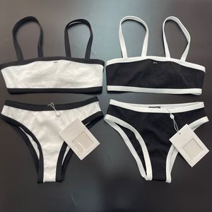 Designer Swim Suit badkläder kvinnor bokstav diamant set bikini fast färg svartvitt hög midja en bit baddräkt