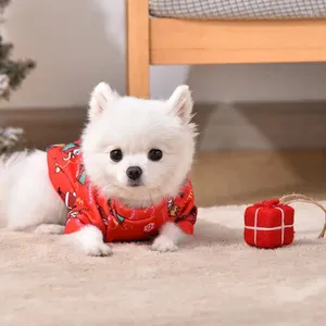 Vestuário para cães quente bonito roupas para animais de estimação único vestido de verão roupas para pequenos animais de estimação santa impressão resistência ao desgaste adorável macio