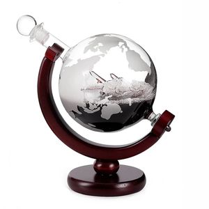 Decanter globo con supporto in legno pregiato barca a vela all'interno bottiglia di whisky bicchieri da vino set regalo liquore 240119