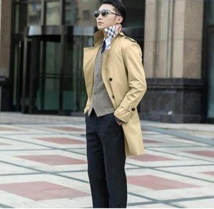 Våren 2017 Business Slim Sexy Long Trench Coat Män British Fashion Double Breasted Mens Trench Coat Overcoat Plus storlek 8xl 9xl7715823