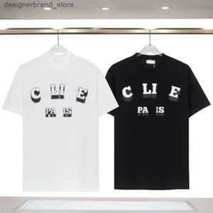 Celine Celinee Вы Designer Luxury Classic 2024 Herbst/Winter CE Silin Imitation 3D Alphabet Digitaldruck Kurzarm-T-Shirt für Männer und Frauen Loose Instagram Casual Celins 4719