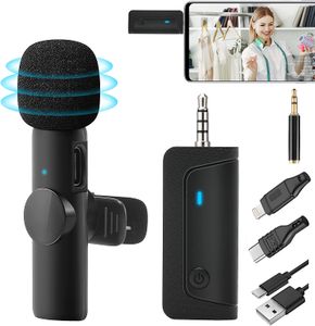 K35 Pro Mini Wireless Lavalier-Mikrofon Ansteckmikrofon für iPhone/Android-Handy/Laptop Ansteckbare kabellose Mikrofone für Videoaufnahmen