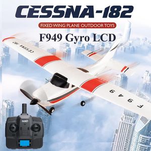 Wltoys f949 lcd giroscópio 24g 3ch rc avião de asa fixa brinquedos ao ar livre 720 motor drone rtf led versão digital servo hélice 240119