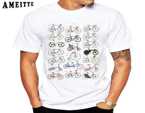 Vintage samling av cyklar tshirt mode män kort ärm gamla cyklar tryck vita avslappnade toppar hip hop boy tee skjorta k296994564