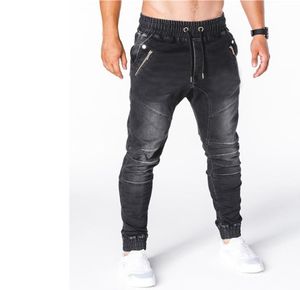 Mens Slim fit Jeans moda Preto Streetwear Skinny Jeans jogging Slim Casual Denim Mens Multibolso Zipper design trabalho Carga P8764036