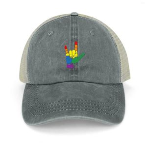 Ball Caps Znak I LGBT Pride Flag Asl Dift Cowboy Hat Tat