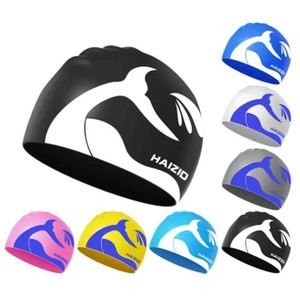 Simning Caps Universal Men Kvinnor Simning Caps Soft Silicone Waterproof Cute Cartoon Swim Hat Stor storlek Vuxen Simning Cap Pool Tillbehör YQ240119