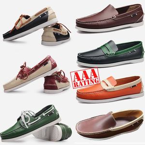 GAI GAI GAI Brand Printed Pattern Men Dress Shoes Flat Casual Shoe Business Office Oxfords Genuine Leather Designers Metal Buckle Suede Loafer