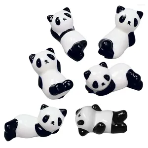 Set di stoviglie 6 pezzi Panda Chopstick Rest Decorazione del tavolo da pranzo Bacchette creative Supporto per forchetta Supporto per ceramica