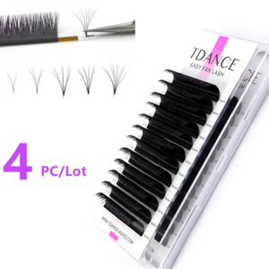 TDANCE 4TRAYS/LOT Lätt fläkt Bloom False Eyelash Extension Snabb självtillverkande volym fransar 10d austomatisk blommande makeup Eye Lash 240119