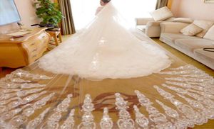 Shining Sparkly Applique Crystal Long Wedding Veil Two Layer Bride Veil Bridal Accessories High Quality Wedding Veils With Comb9110703