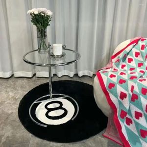 Tappeti Tappetino per porta con motivo numero 8 nero creativo, delicato sulla pelle, antiscivolo, rotondo, peluche, decorazioni morbide e confortevoli per la camera da letto