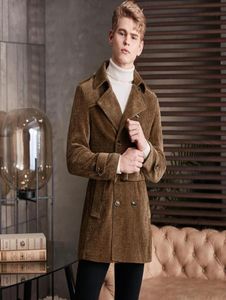 Men039s Wool Blends Corduroy Trench Mens Luxury Autumn Winter Medium Length Chenille Stripe Male Jackets Fashion Man Coats Wi2909506
