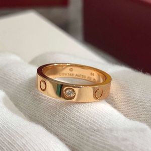 الإصدار العالي V Gold V-Gold High Larrow Edition Single Diamond Style Rose Gold Flaged Fashion Light Luxury Love Ring Ring