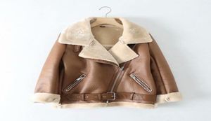 Зимние пальто женские толщиной из искусственной кожи с мехом овчины женская куртка-авиатор верхняя одежда Casaco Feminino3524970