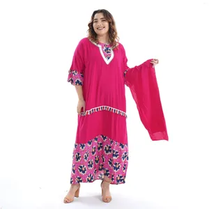 Ethnischer Kleidungsstil Plus Size Kaftan Baumwolle O-Ausschnitt Jilbab Abaya African Dashiki für Damen Kaftan Kurzarm Cover Up