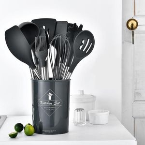 11 pçs utensílios de cozinha de silicone antiaderente ferramenta de cozinha espátula concha batedores de ovo pá colher sopa utensílios de cozinha set299s