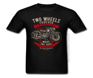 Vintage Motorrad Community Cycle Schwarzes T-Shirt Two Wheels Forever Motobike Move The Soul Rider T-Shirts Vatertag Male1923582