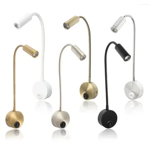 Lâmpadas de parede LED Mangueiras Lâmpada 3W Flexível Home El Bedside Reading Light Modern Fashion Book Lights com interruptor